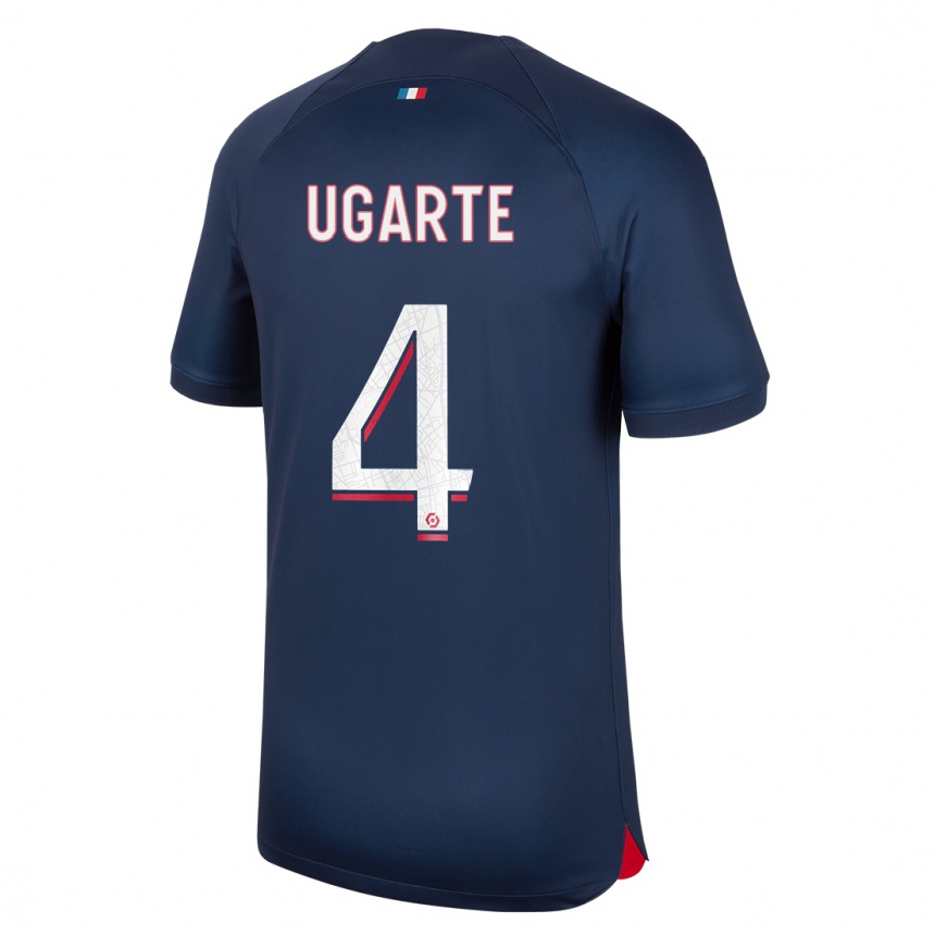 Women  Manuel Ugarte #4 Blue Red Home Jersey 2023/24 T-Shirt