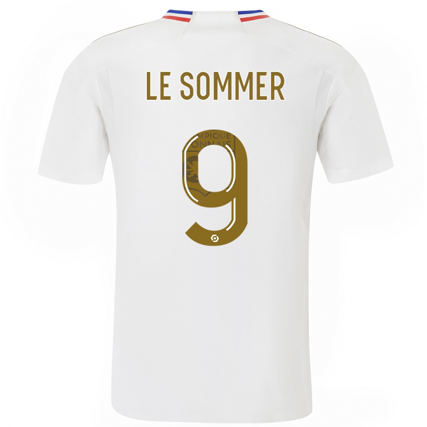 Women  Eugenie Le Sommer #9 White Home Jersey 2023/24 T-Shirt