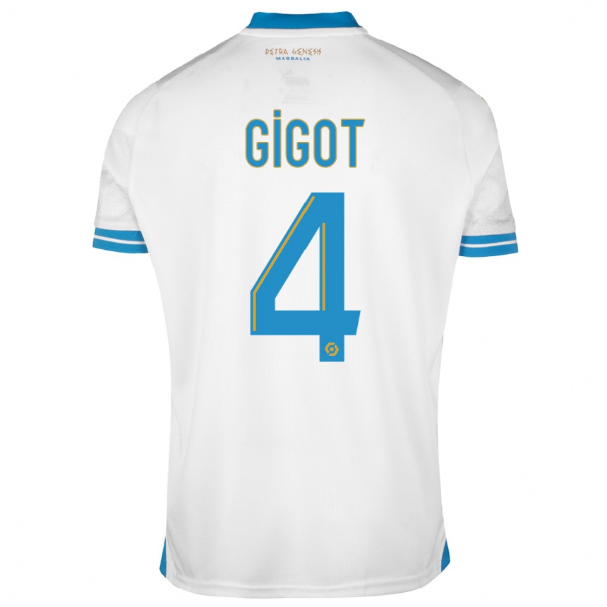 Women  Samuel Gigot #4 White Home Jersey 2023/24 T-Shirt