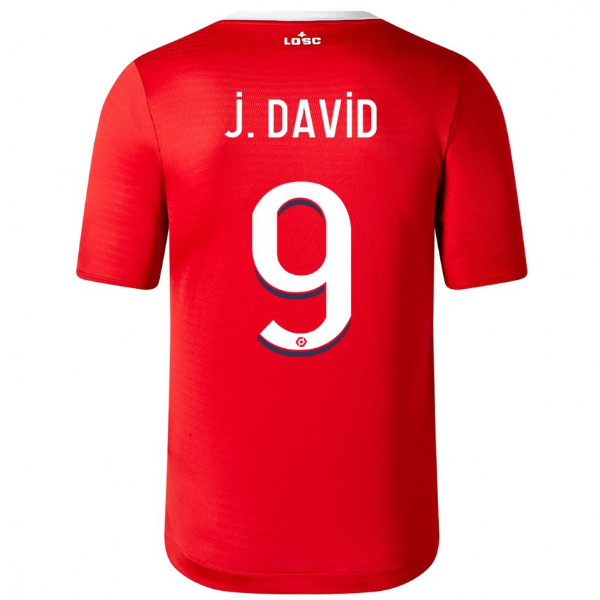 Women  Jonathan David #9 Red Home Jersey 2023/24 T-Shirt