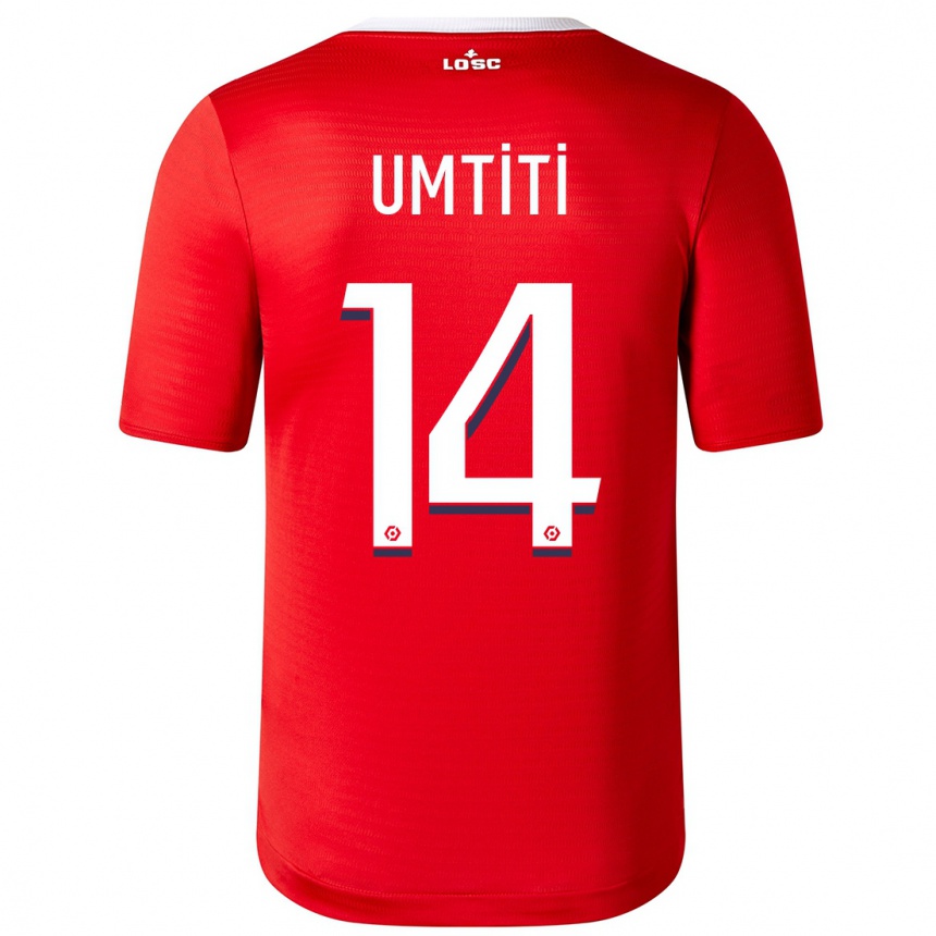 Women  Samuel Umtiti #14 Red Home Jersey 2023/24 T-Shirt