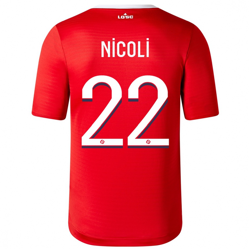 Women  Morgane Nicoli #22 Red Home Jersey 2023/24 T-Shirt