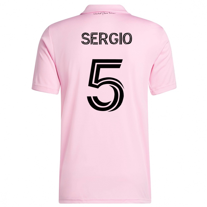 Women  Sergio Busquets #5 Pink Home Jersey 2023/24 T-Shirt