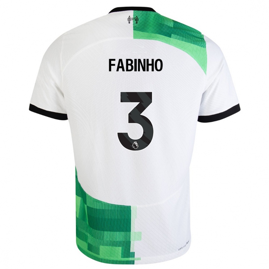 Women  Fabinho #3 White Green Away Jersey 2023/24 T-Shirt