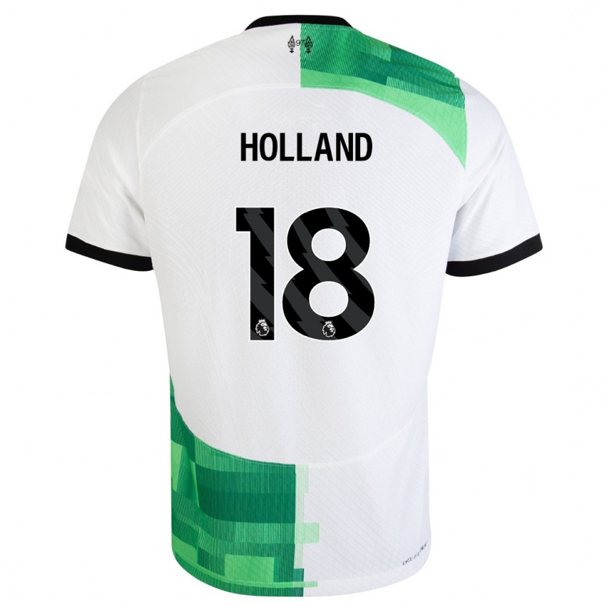 Women  Ceri Holland #18 White Green Away Jersey 2023/24 T-Shirt