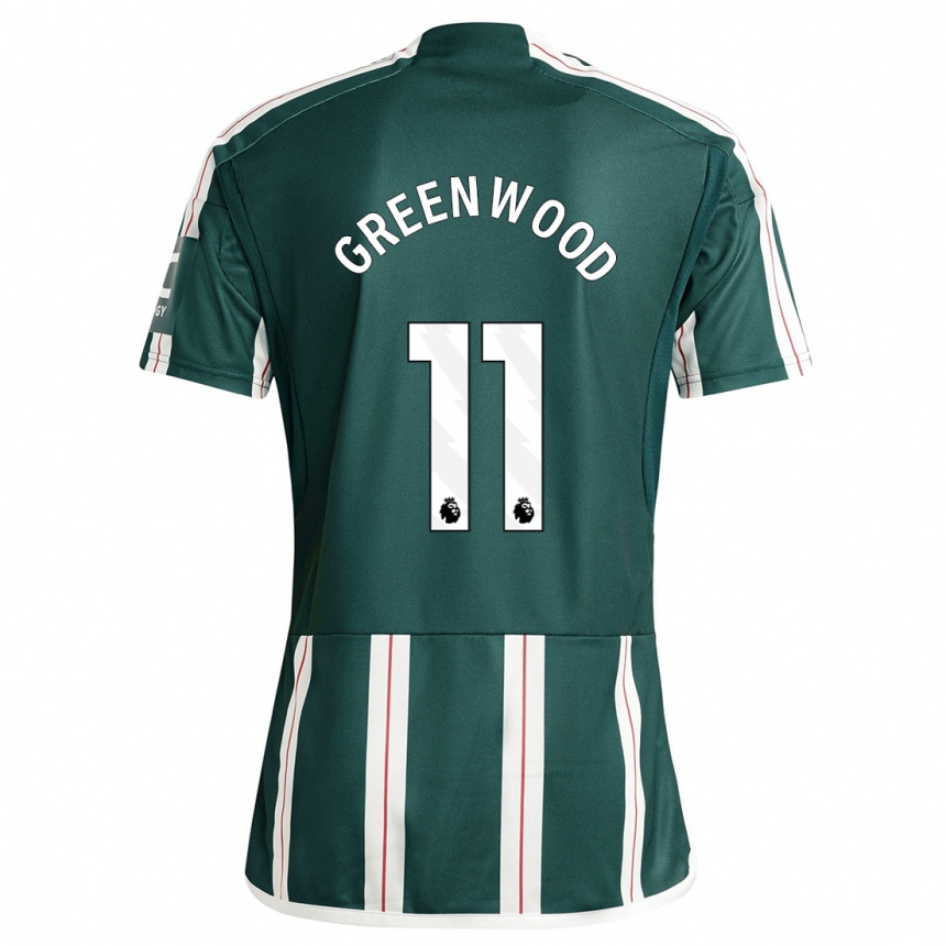 Women  Mason Greenwood #11 Dark Green Away Jersey 2023/24 T-Shirt