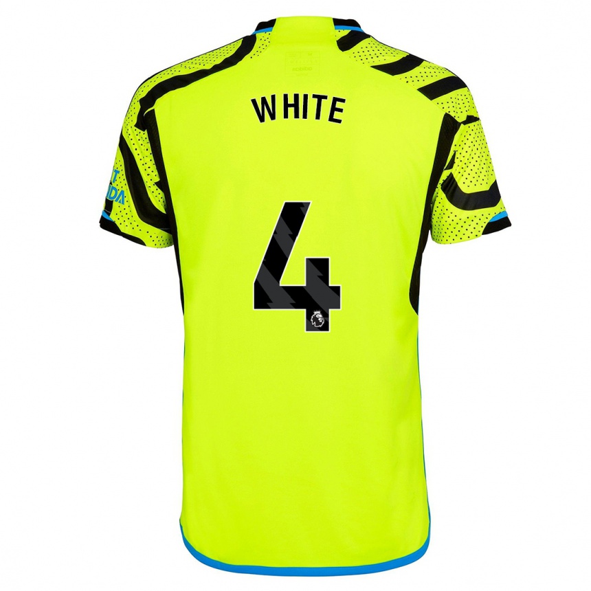 Women  Ben White #4 Yellow Away Jersey 2023/24 T-Shirt