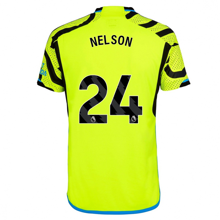 Women  Reiss Nelson #24 Yellow Away Jersey 2023/24 T-Shirt