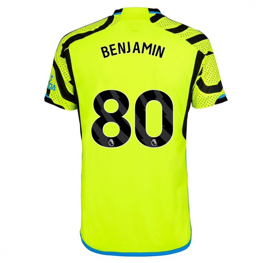 Women  Omari Benjamin #80 Yellow Away Jersey 2023/24 T-Shirt