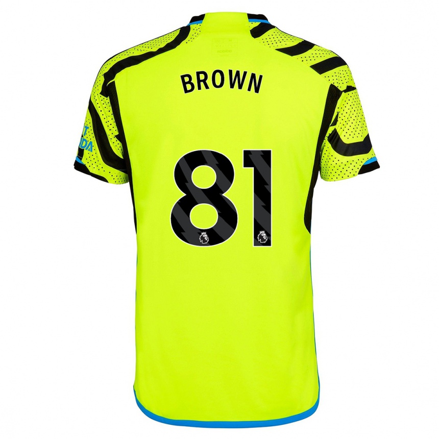 Women  Luis Brown #81 Yellow Away Jersey 2023/24 T-Shirt