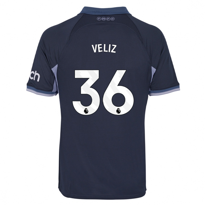 Women  Alejo Véliz #36 Dark Blue Away Jersey 2023/24 T-Shirt