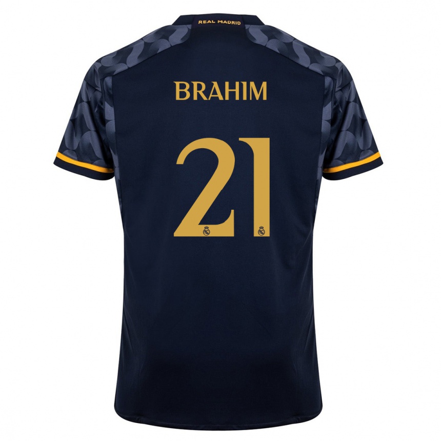 Women  Brahim Diaz #21 Dark Blue Away Jersey 2023/24 T-Shirt