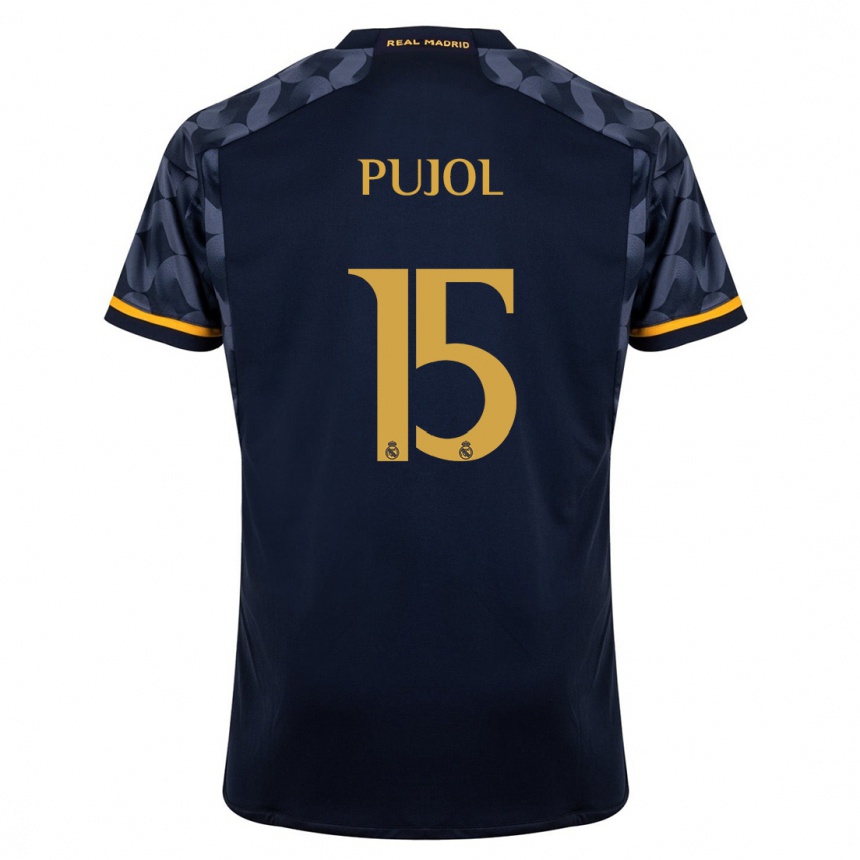 Women  Edgar Pujol #15 Dark Blue Away Jersey 2023/24 T-Shirt