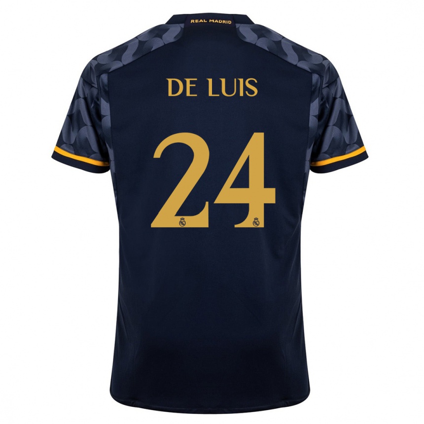 Women  Mario De Luis #24 Dark Blue Away Jersey 2023/24 T-Shirt