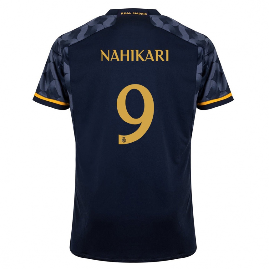 Women  Nahikari Garcia #9 Dark Blue Away Jersey 2023/24 T-Shirt