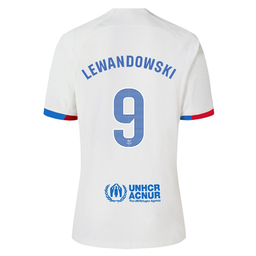 Women  Robert Lewandowski #9 White Away Jersey 2023/24 T-Shirt