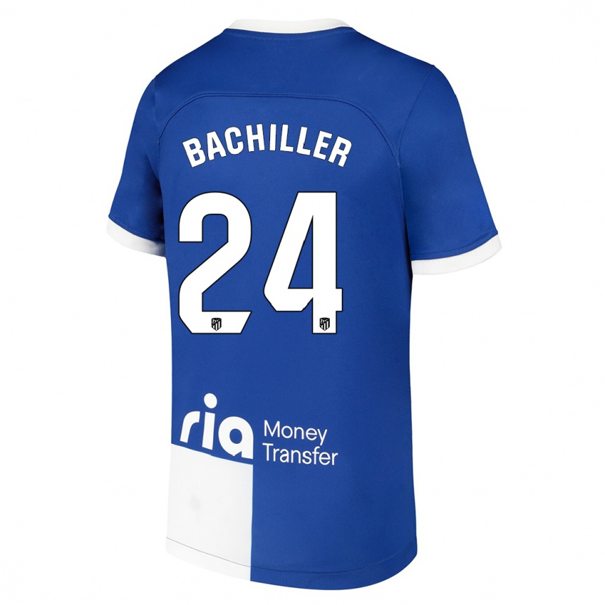 Women  Iker Bachiller #24 Blue White Away Jersey 2023/24 T-Shirt