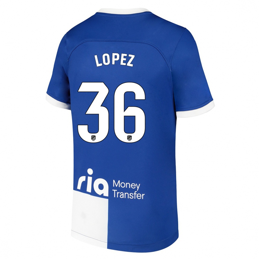 Women  David Lopez #36 Blue White Away Jersey 2023/24 T-Shirt