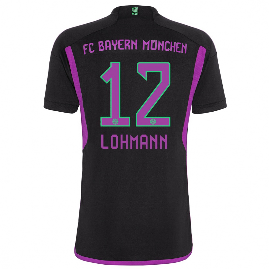 Women  Sydney Lohmann #12 Black Away Jersey 2023/24 T-Shirt