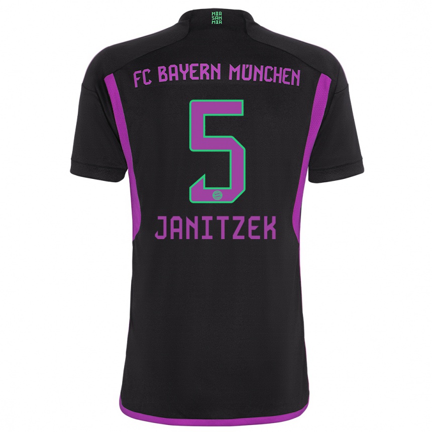 Women  Justin Janitzek #5 Black Away Jersey 2023/24 T-Shirt