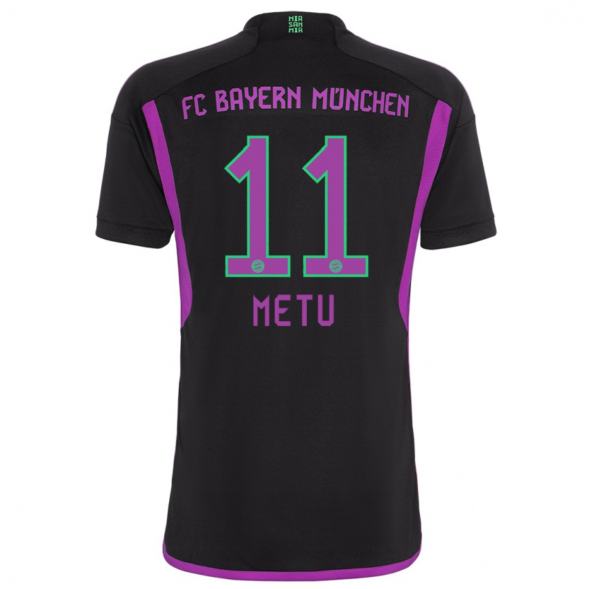 Women  Emilian Metu #11 Black Away Jersey 2023/24 T-Shirt