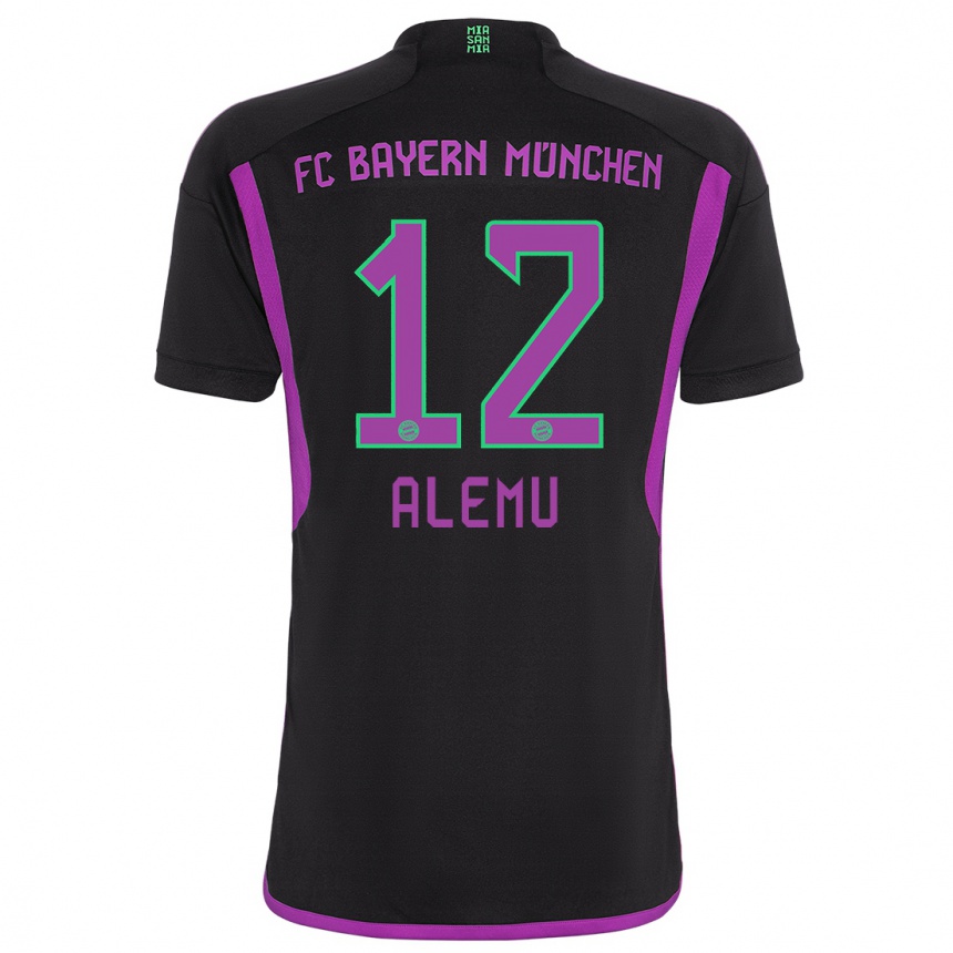 Women  Liul Alemu #12 Black Away Jersey 2023/24 T-Shirt