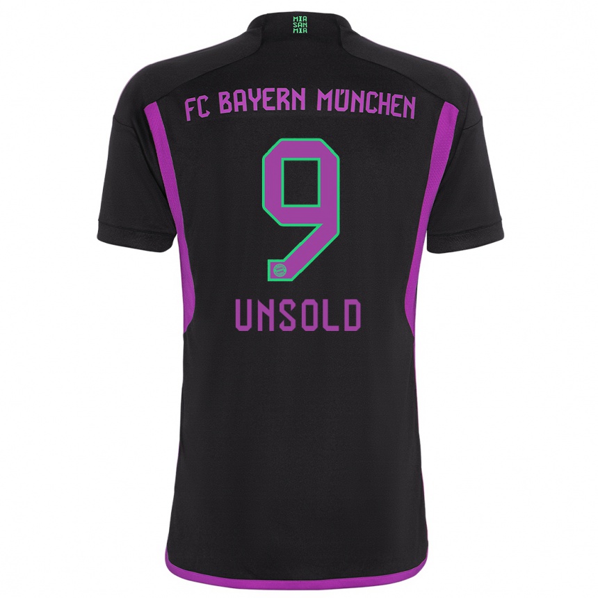 Women  Samuel Unsold #9 Black Away Jersey 2023/24 T-Shirt