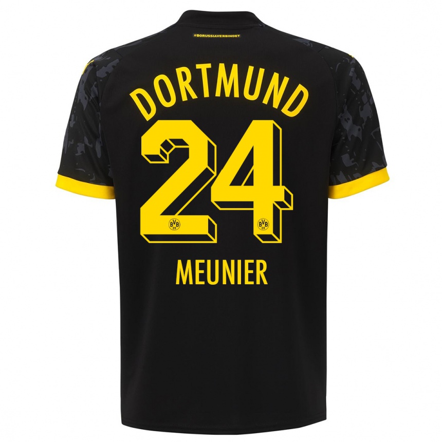 Women  Thomas Meunier #24 Black Away Jersey 2023/24 T-Shirt