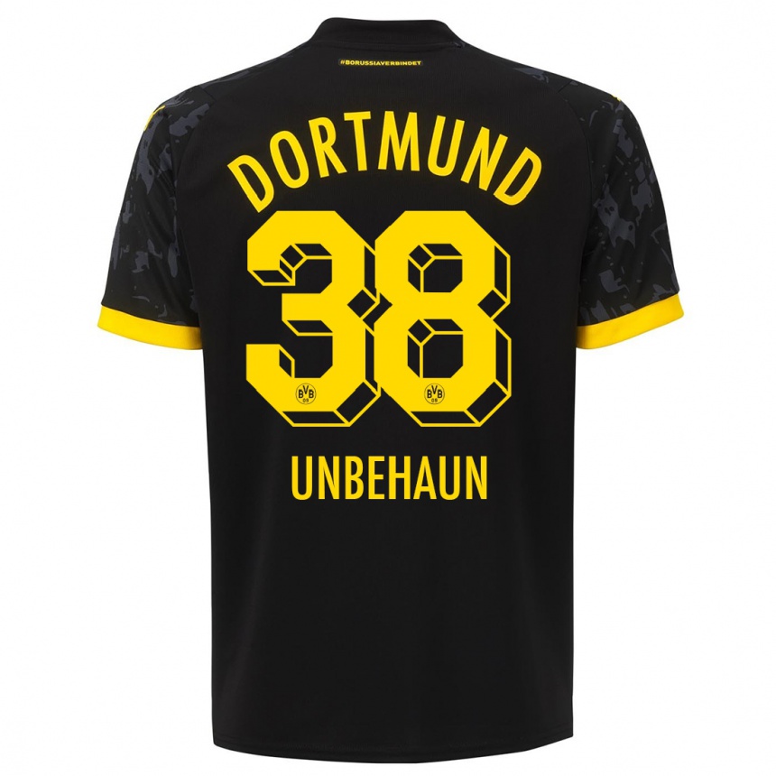 Women  Luca Unbehaun #38 Black Away Jersey 2023/24 T-Shirt