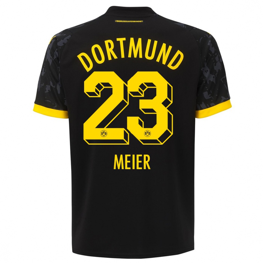 Women  Maximilian Meier #23 Black Away Jersey 2023/24 T-Shirt