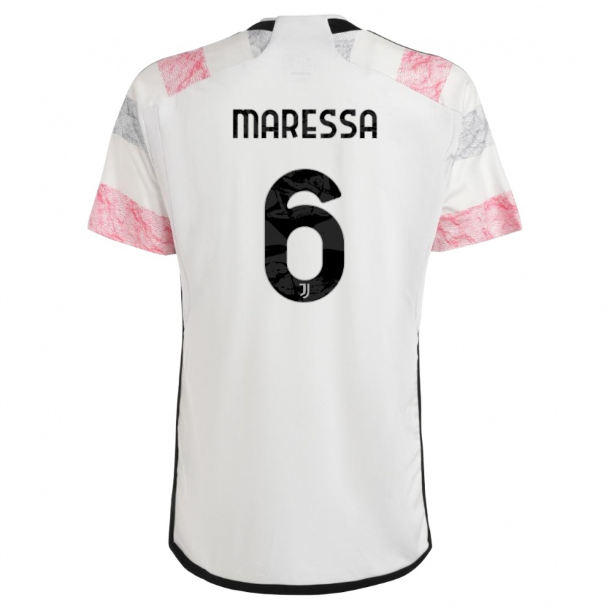 Women  Tommaso Maressa #6 White Pink Away Jersey 2023/24 T-Shirt