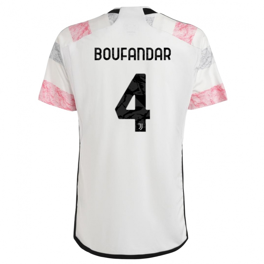 Women  Adam Boufandar #4 White Pink Away Jersey 2023/24 T-Shirt