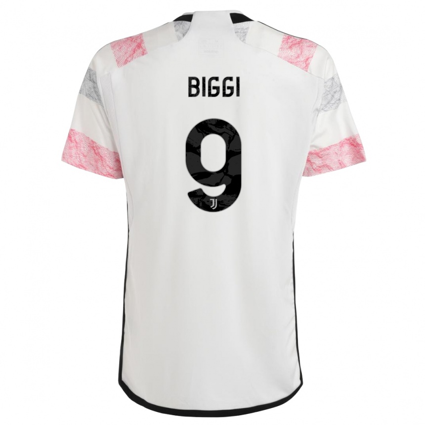 Women  Silvano Biggi #9 White Pink Away Jersey 2023/24 T-Shirt