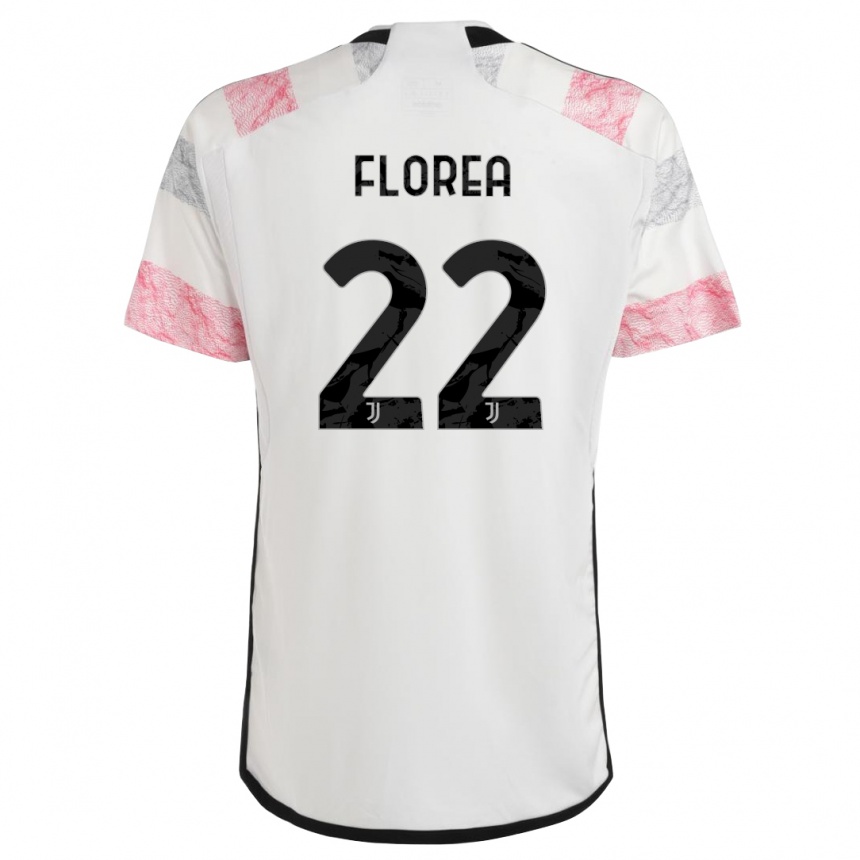 Women  Andrei Florea #22 White Pink Away Jersey 2023/24 T-Shirt