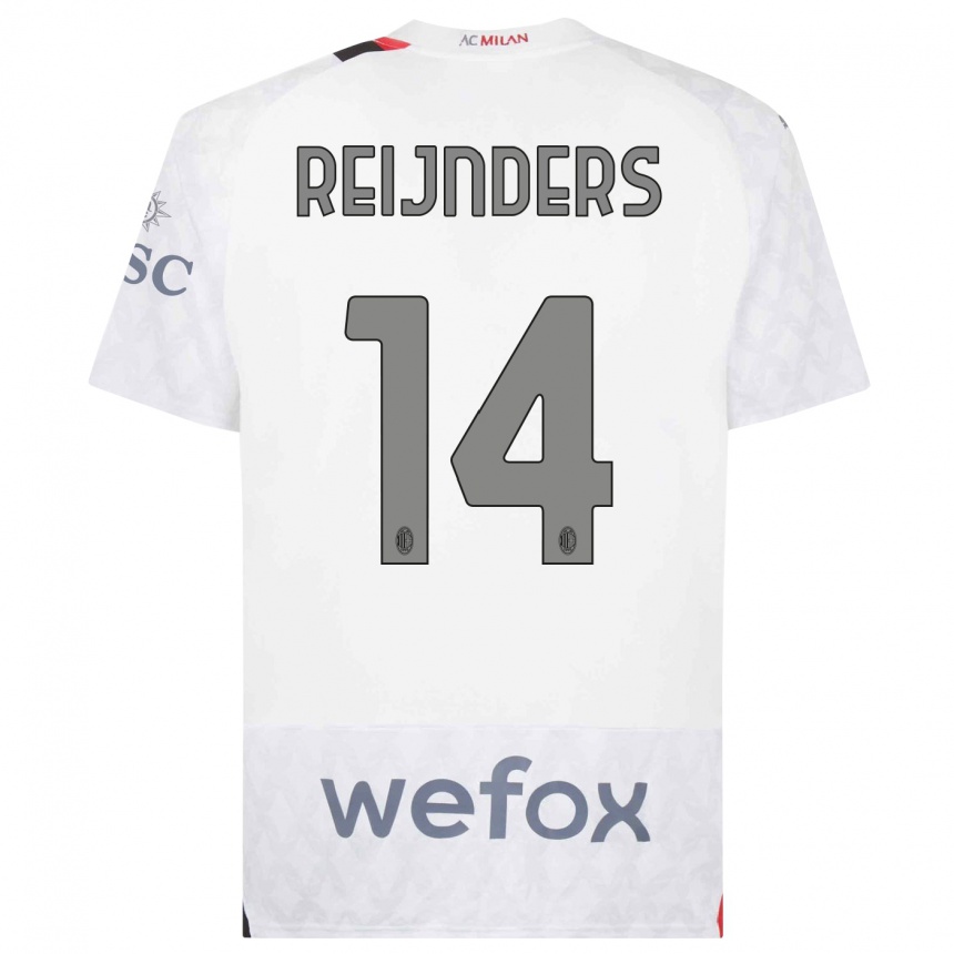 Women  Tijjani Reijnders #14 White Away Jersey 2023/24 T-Shirt