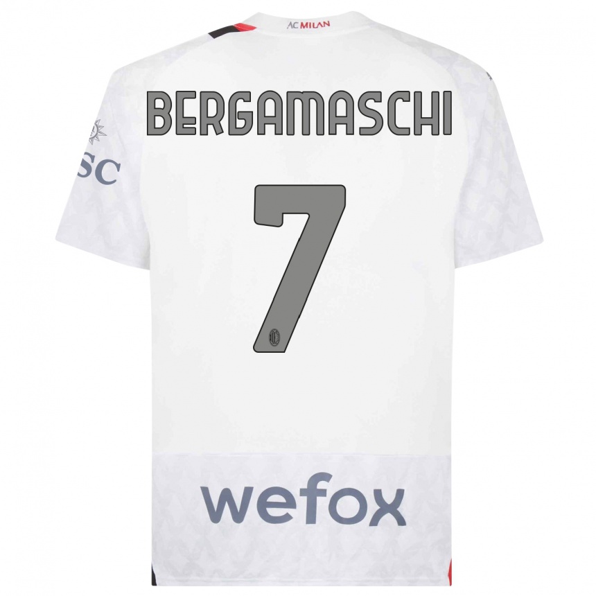 Women  Valentina Bergamaschi #7 White Away Jersey 2023/24 T-Shirt