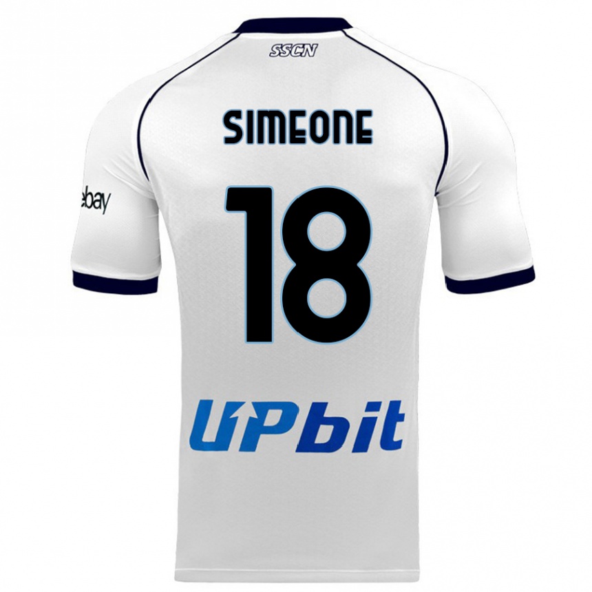 Women  Giovanni Simeone #18 White Away Jersey 2023/24 T-Shirt