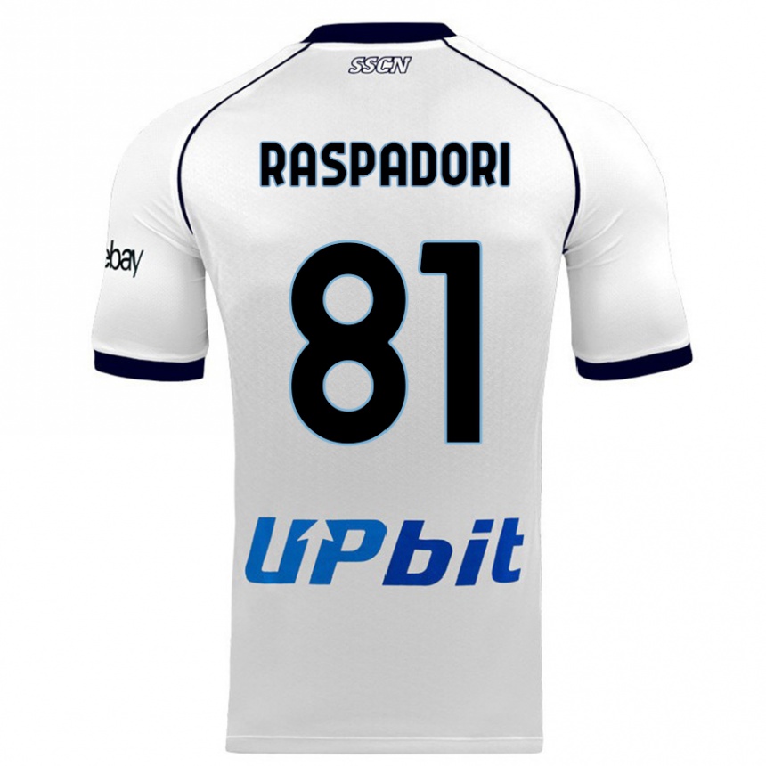 Women  Giacomo Raspadori #81 White Away Jersey 2023/24 T-Shirt