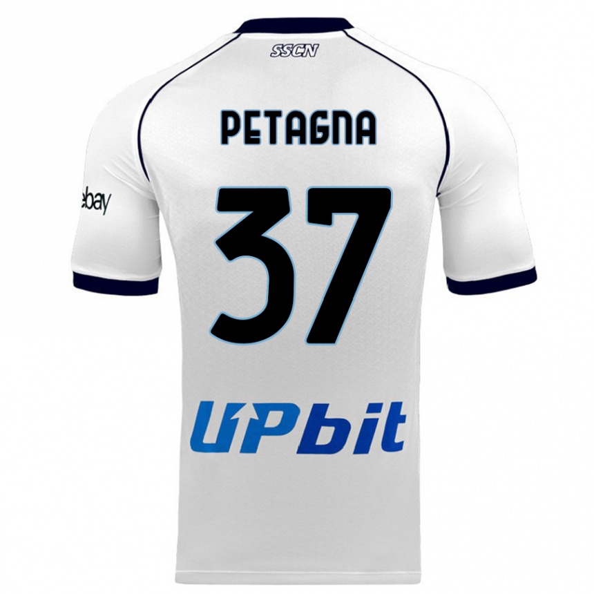 Women  Andrea Petagna #37 White Away Jersey 2023/24 T-Shirt