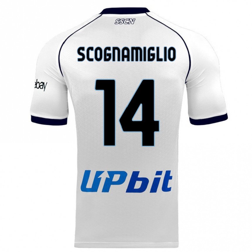 Women  Fabio Scognamiglio #14 White Away Jersey 2023/24 T-Shirt