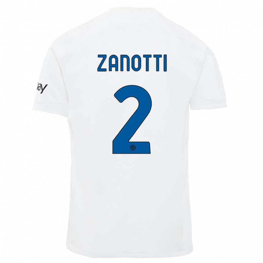 Women  Mattia Zanotti #2 White Away Jersey 2023/24 T-Shirt