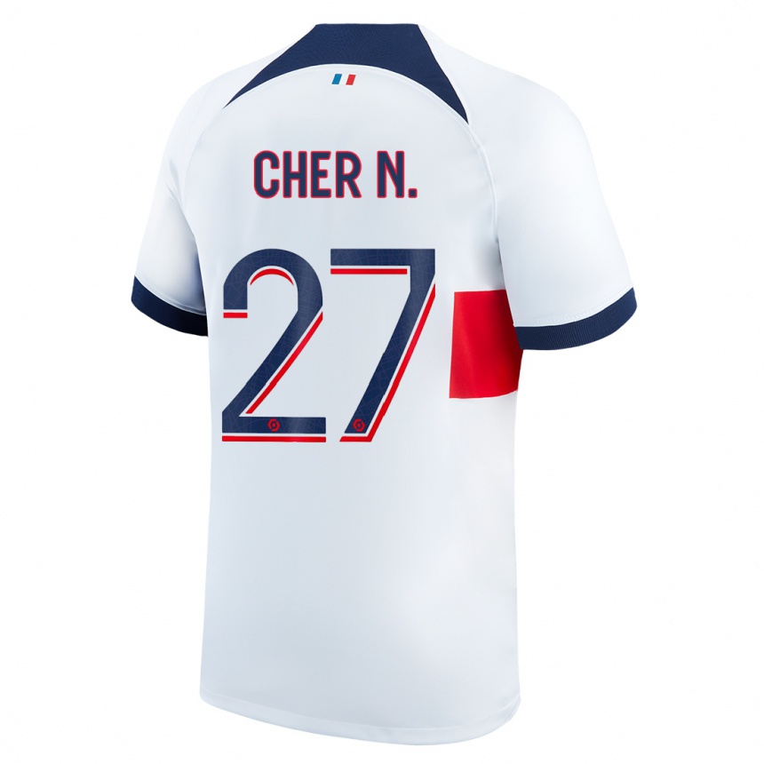 Women  Cher Ndour #27 White Away Jersey 2023/24 T-Shirt