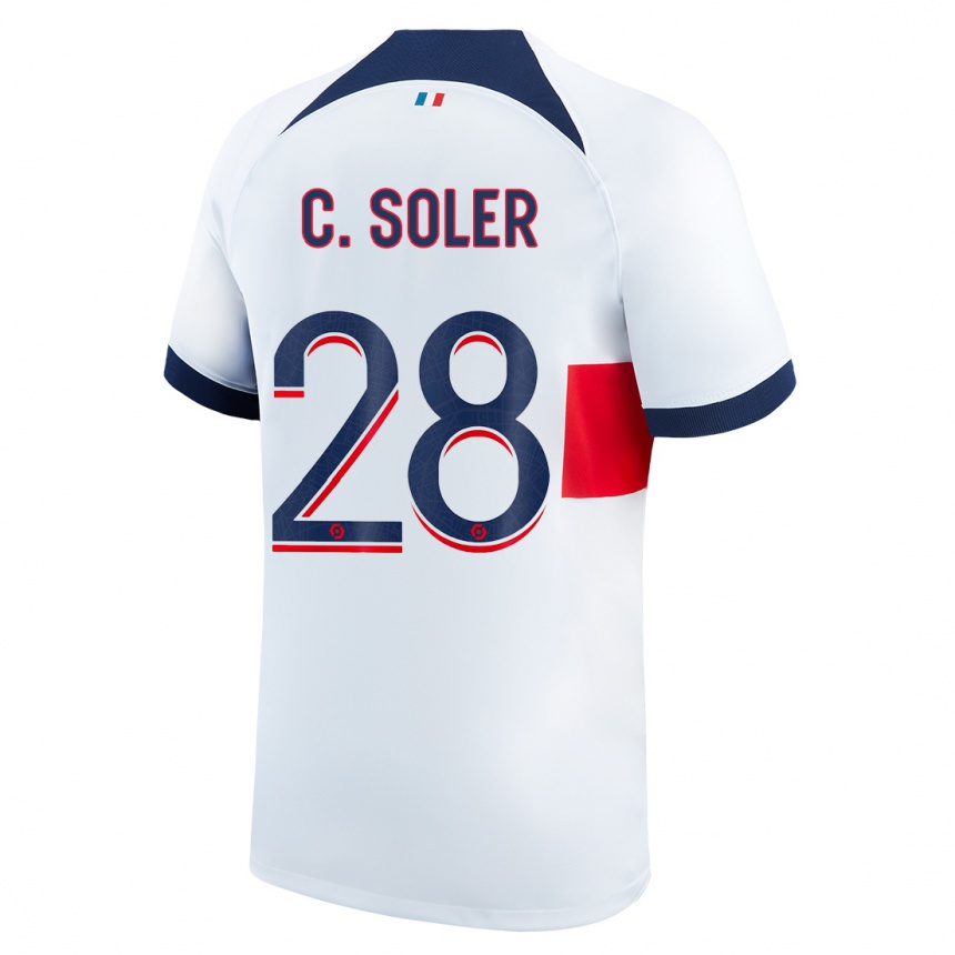 Women  Carlos Soler #28 White Away Jersey 2023/24 T-Shirt