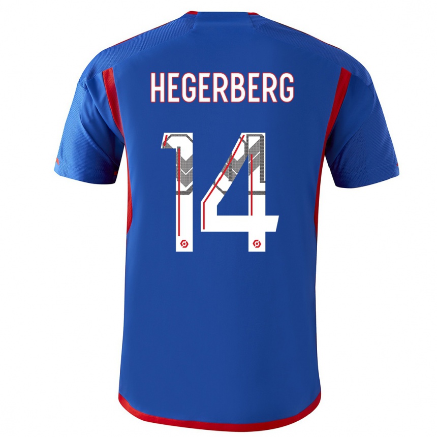 Women  Ada Hegerberg #14 Blue Red Away Jersey 2023/24 T-Shirt