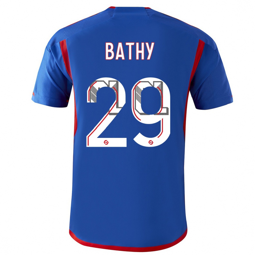 Women  Griedge Mbock Bathy #29 Blue Red Away Jersey 2023/24 T-Shirt