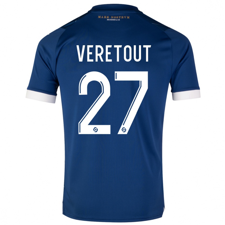 Women  Jordan Veretout #27 Dark Blue Away Jersey 2023/24 T-Shirt