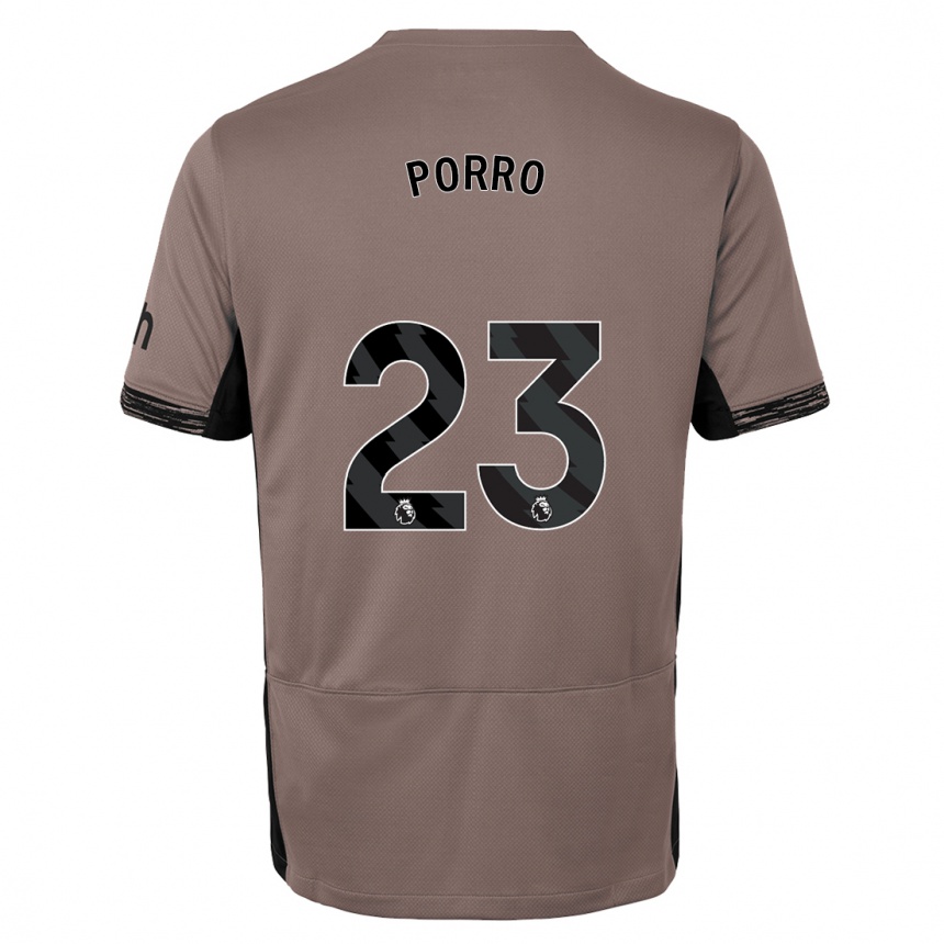 Women  Pedro Porro #23 Dark Beige Third Jersey 2023/24 T-Shirt