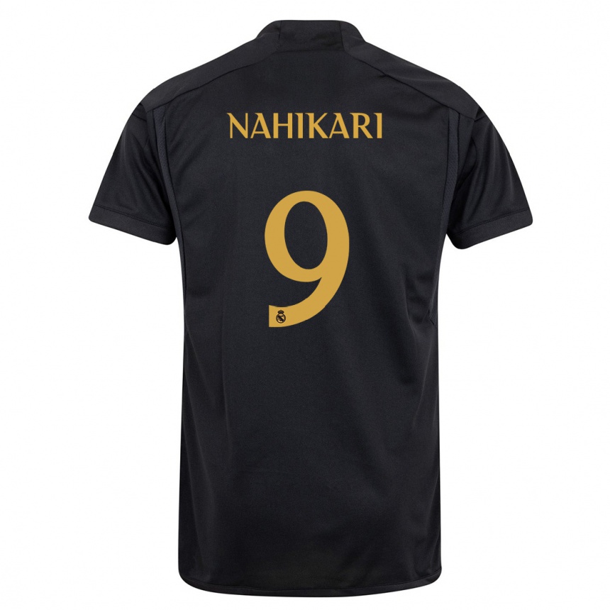 Women  Nahikari Garcia #9 Black Third Jersey 2023/24 T-Shirt