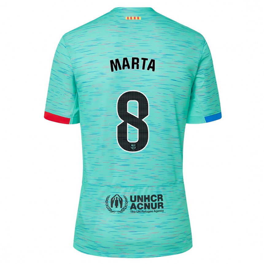 Women  Marta Torrejon #8 Light Aqua Third Jersey 2023/24 T-Shirt