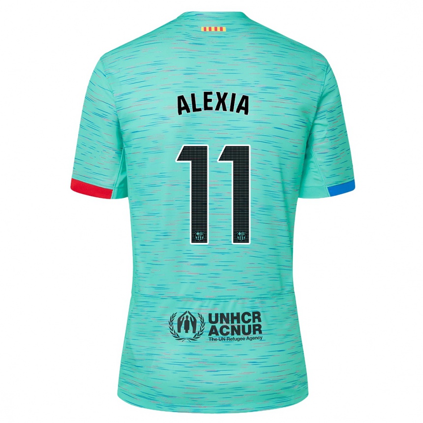 Women  Alexia Putellas #11 Light Aqua Third Jersey 2023/24 T-Shirt